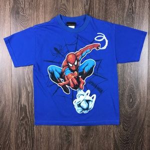Spider-Man 3 Boy’s Vintage 2000’s Movie Promo Blue Action Hero Shirt Size Large